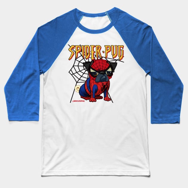 Spiderpug Baseball T-Shirt by darklordpug